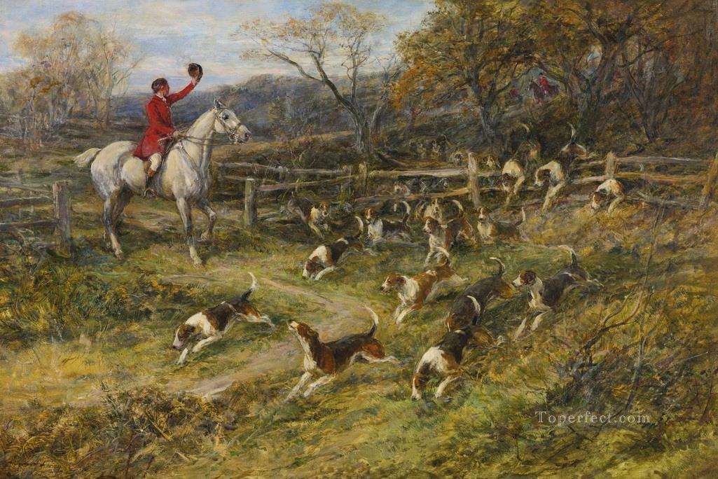 BREAKING COVER Heywood Hardy hunting Oil Paintings